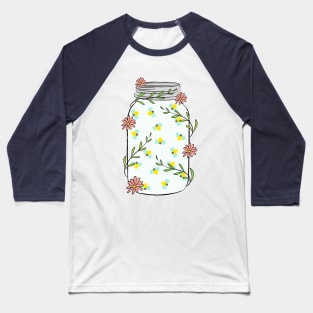 Mason Jar With Fireflies Baseball T-Shirt